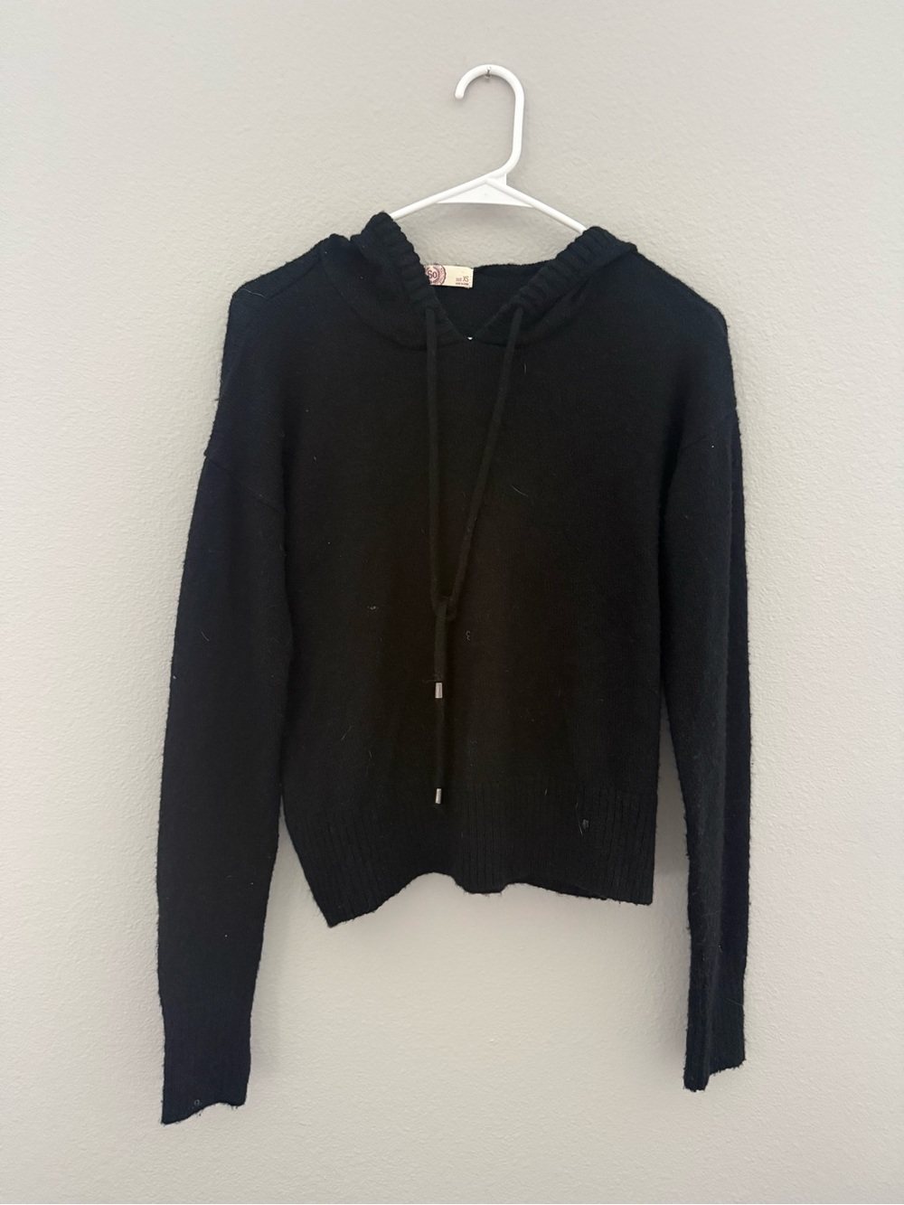 Black Hooded Knit Sweater - Women